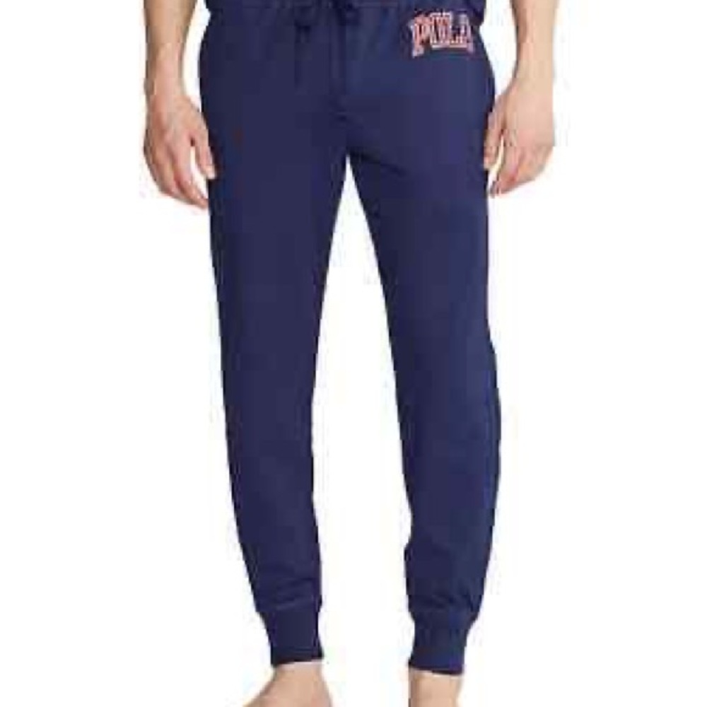 Polo Ralph Lauren Logo Print Knit Jersey Sleep Jogger Pants Navy Men’s XL - Picture 2 of 9